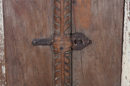 Antique Indian Teak Wood Shutter Windows Mirror