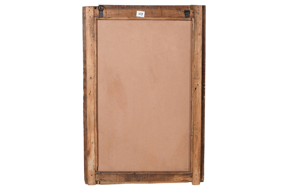 Antique Indian Teak Wood Shutter Windows Mirror
