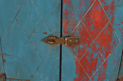 Antique Indian Teak Wood Shutter Windows Mirror
