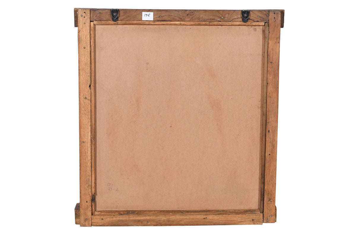 Antique Indian Teak Wood Shutter Windows Mirror