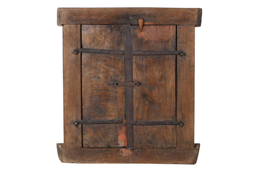 Antique Indian Teak Wood Shutter Windows Mirror