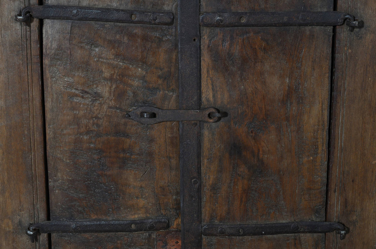 Antique Indian Teak Wood Shutter Windows Mirror