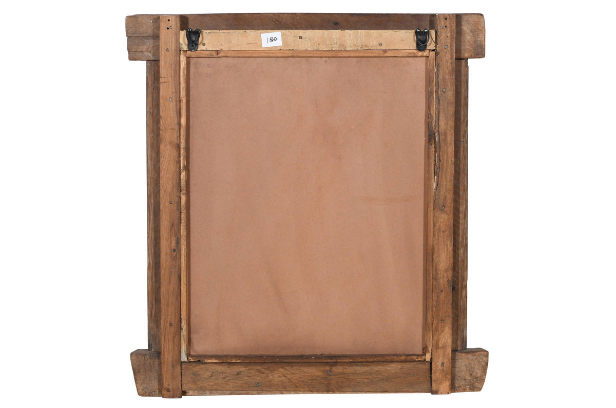 Antique Indian Teak Wood Shutter Windows Mirror