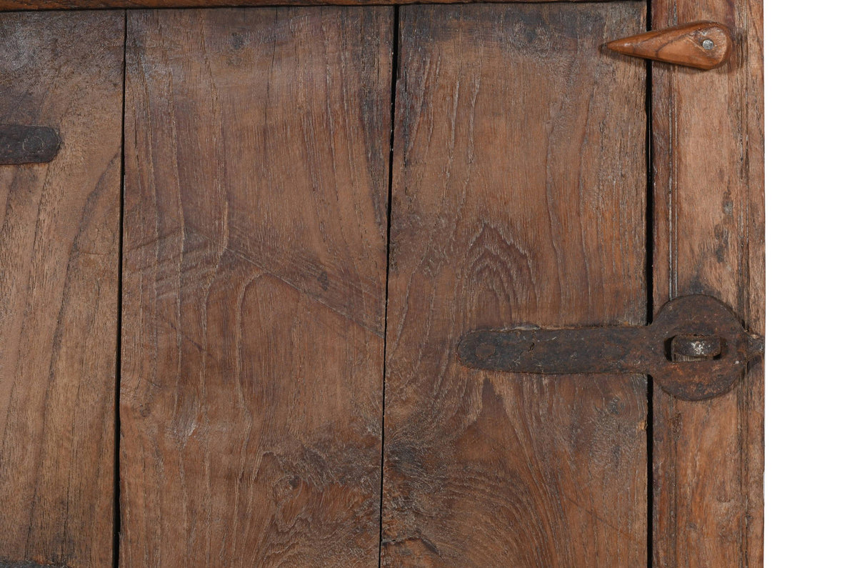 Antique Indian Teak Wood Shutter Windows Mirror