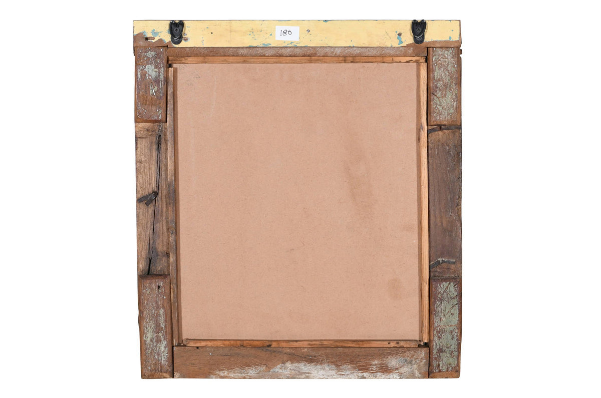 Antique Indian Teak Wood Shutter Windows Mirror