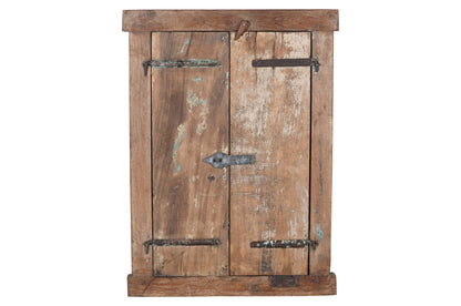 Antique Indian Teak Wood Shutter Windows Mirror