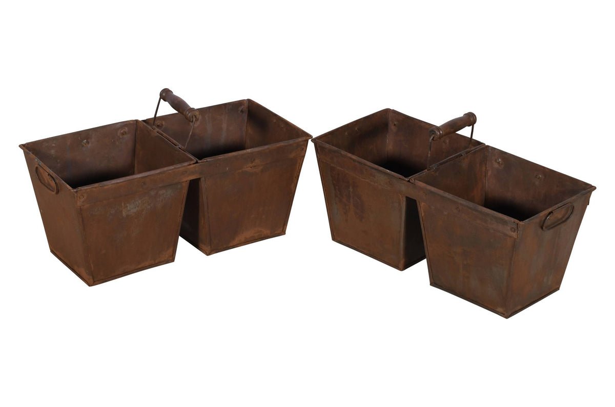 Vintage Indian Iron Double Carriage Pots