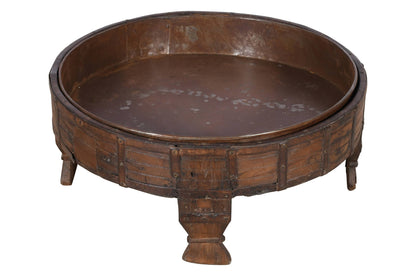 Antique Indian Teak Wood Chaki Coffee Table Grinder