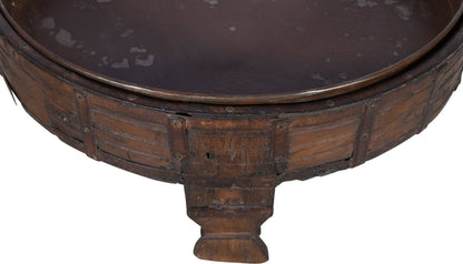 Antique Indian Teak Wood Chaki Coffee Table Grinder