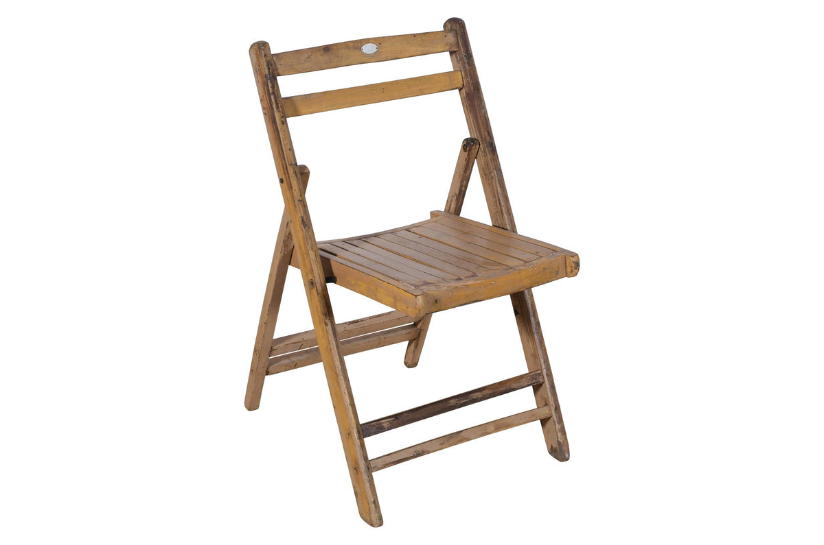 Pair Of Vintage Teak Wood Folding Garden Or Cafe Chairs