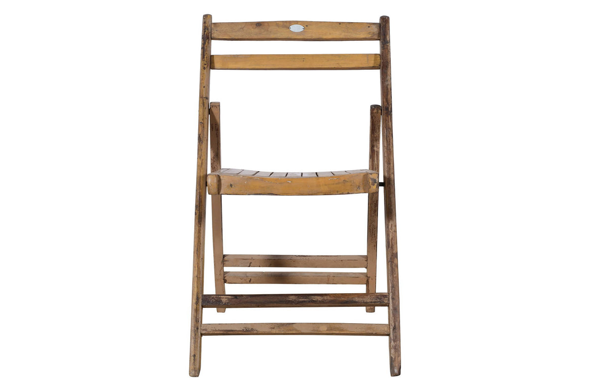 Pair Of Vintage Teak Wood Folding Garden Or Cafe Chairs