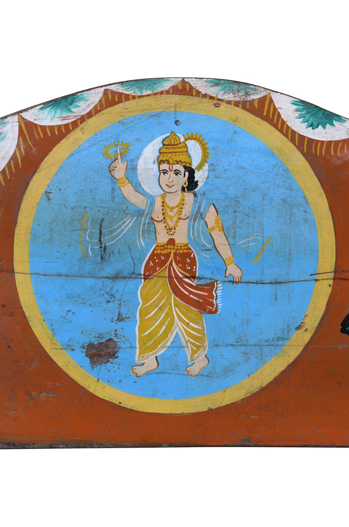 Vintage Indian Painted Teak Wood Fairground Sign