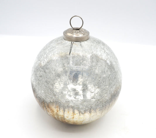 CRACKLE GLASS BAUBLE IN SILVER AND GOLD MERCURY FINISH