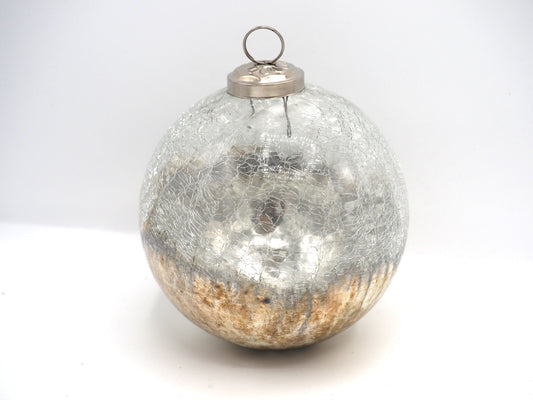 CRACKLE GLASS BAUBLE IN SILVER AND GOLD MERCURY FINISH