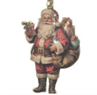 Enamel And Iron Hanging Santa with Present Sack Decoration