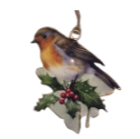 Enamel And Iron Hanging Robin on Holly Decoration