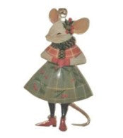 Enamel And Iron Hanging Mouse in Green Dress Decoration