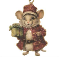 Enamel And Iron Hanging Mouse with Present Decoration