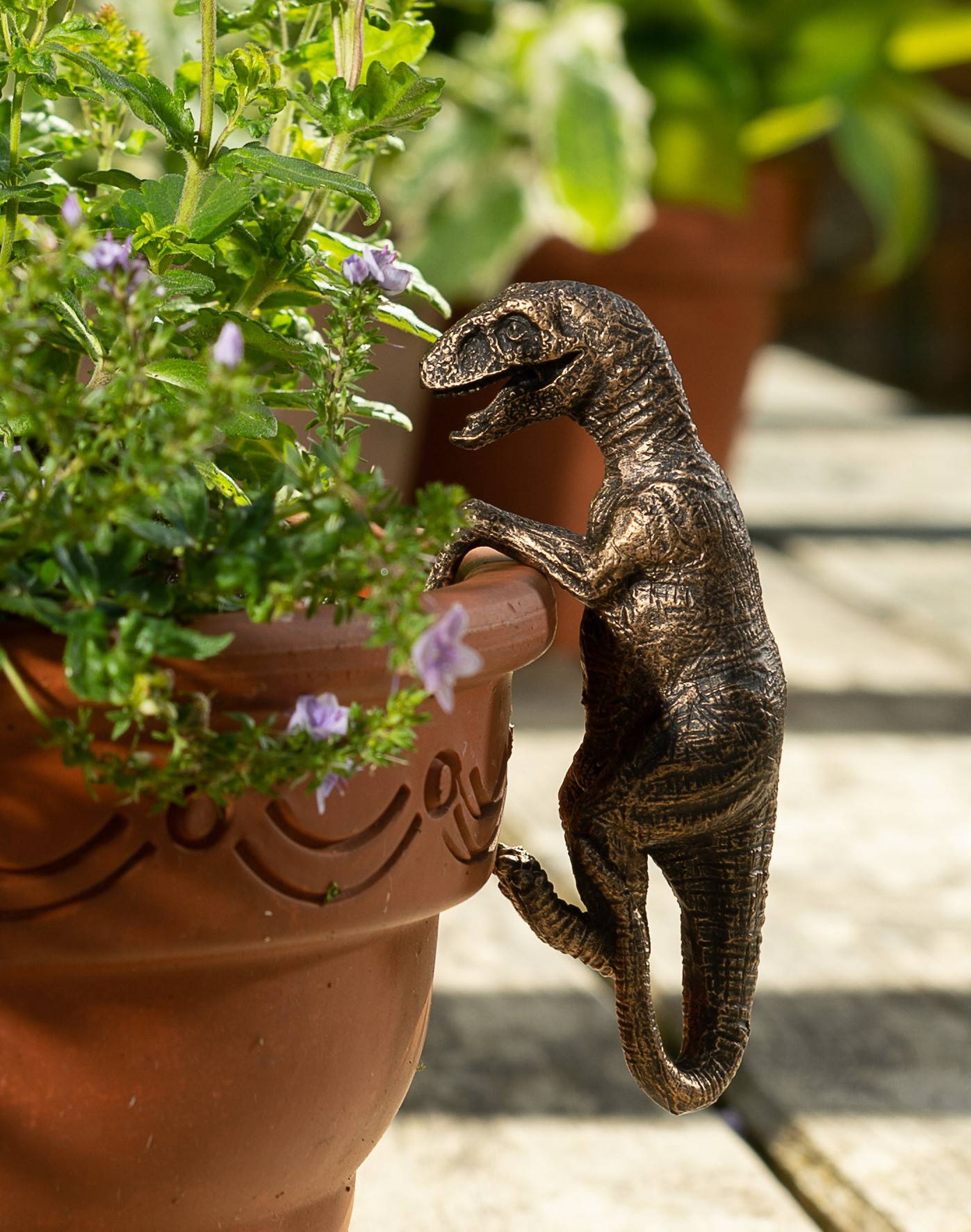 Velociraptor, Triceratops, Pteranodon Set of Three Pot Buddies Plant Pot Hangers
