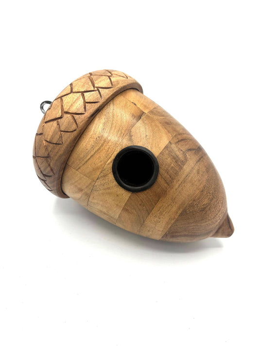 WOODEN ACORN SHAPED BIRD NESTER