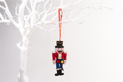 Handmade Felt Nutcracker Soldier Christmas Tree Hanging Decoration - 13 cm