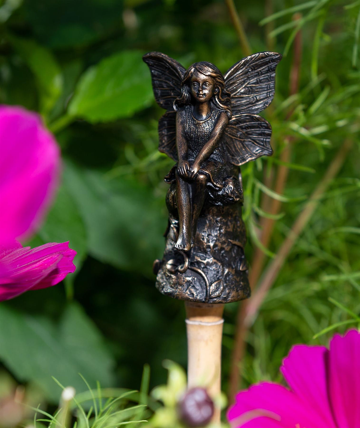 Fairy Sitting On Tree Stump Stake or Cane Topper