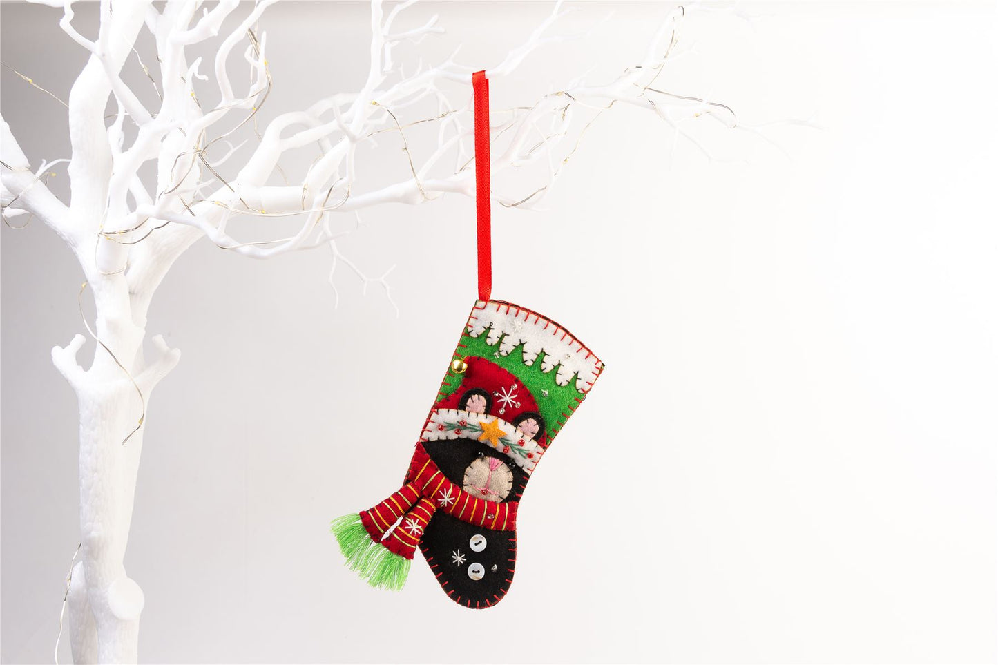 Handmade Felt Cat Christmas Tree Treats Stocking - 15.5 cm