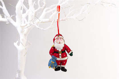 Handmade Felt Santa With His Sack Christmas Tree Hanging Decoration - 11.5 cm