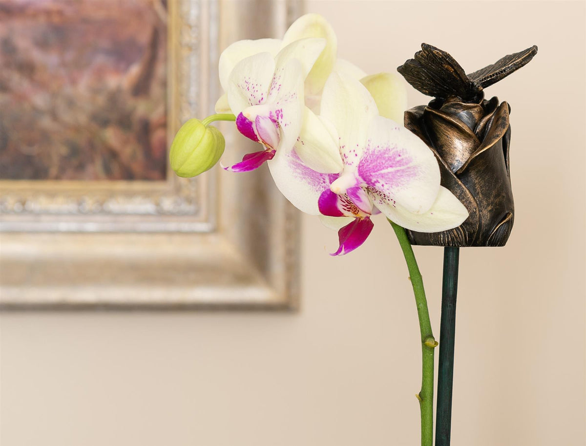 Butterfly On Rose Cane or Stake Topper