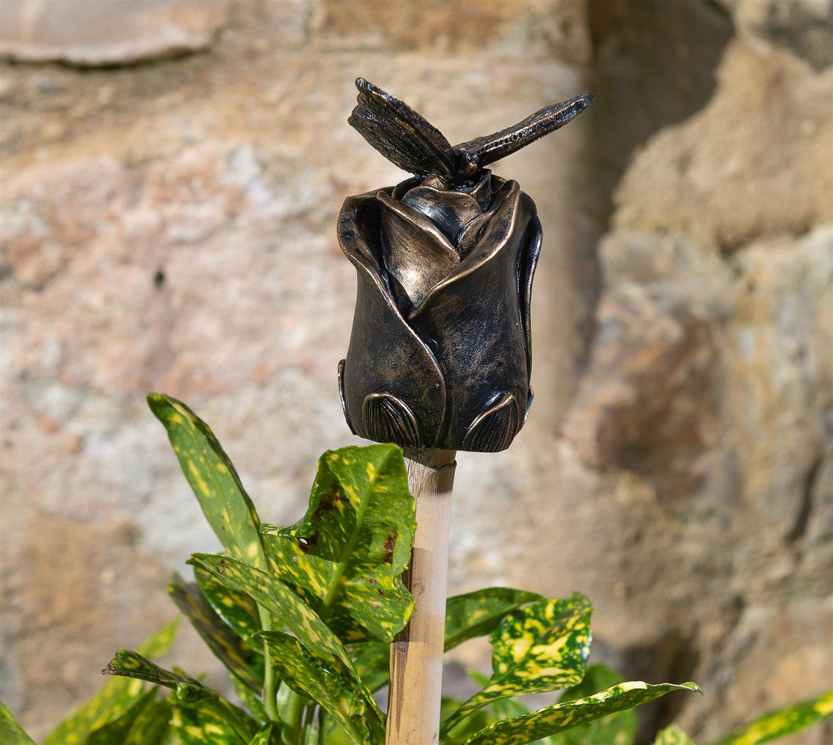 Butterfly On Rose Cane or Stake Topper