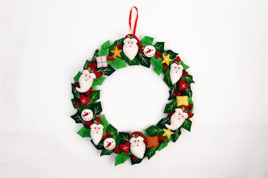 Handmade Felt Wreath Christmas Door Hanging Decoration - 45 cm