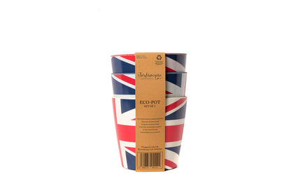 Eco-Pot Bamboo Flags Union Jack, Flag of the United Kingdom - Set of 3